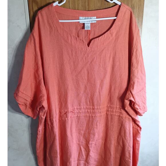 Vntg Jessie Sport 100% Linen Maxi Dress Plus Relaxed Minimalist Resort sz. 5X - Picture 7 of 7